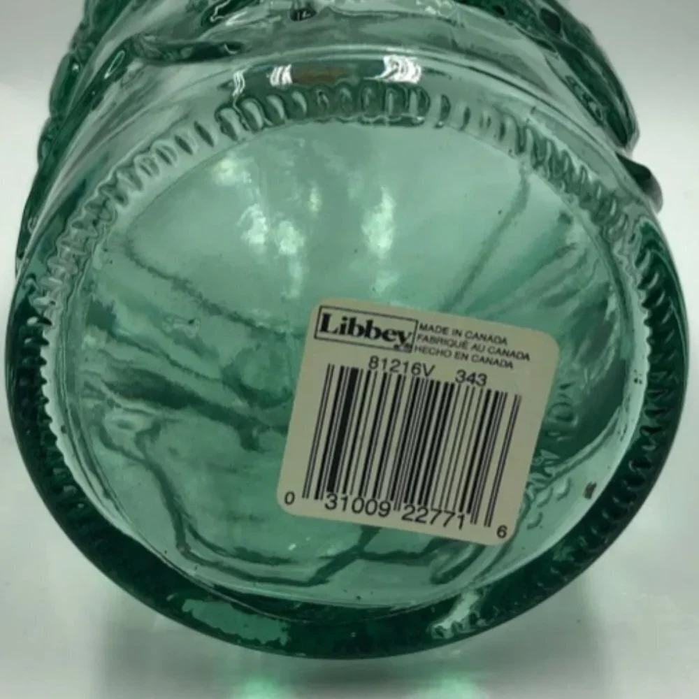Libbey Glass Decanter Orchard Fruit Embossed Green